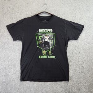 ThinkGeek T-Shirt Mens Large Monkey Robot Resistance is Futile Black Graphic Y2K